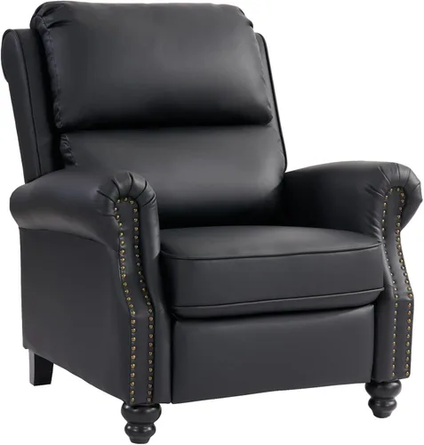 Vista 8 de CANMOV Sillón reclinable de piel sintética con decoración de remaches, sofá individual para sala de estar, color negro