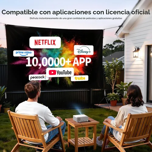 Vista 2 de GOODEE Mini proyector inteligente con WiFi y Bluetooth, compatible con Netflix/YouTube/PrimeVideo, enfoque eléctrico y Keystone, proyector de video