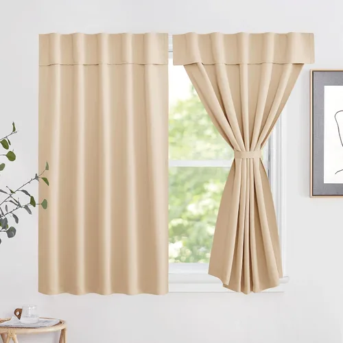 Vista 24 de NICETOWN Biscotti - Cortinas opacas para puerta francesa, color beige, 72 pulgadas de largo Cortina de ventana portátil de granja autoadhesiva