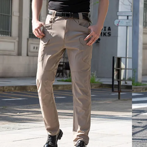 Vista 3 de Blczomt Pantalones tácticos de asalto para hombre, resistentes al agua, pantalones de senderismo al aire libre, pantalones de trabajo grandes y altos