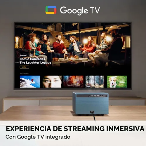 Vista 4 de ViewSonic Proyector LED LX60HD de 1080p, Google TV integrado para entretenimiento en el hogar suave, enfoque automático, proyección de 360 grados