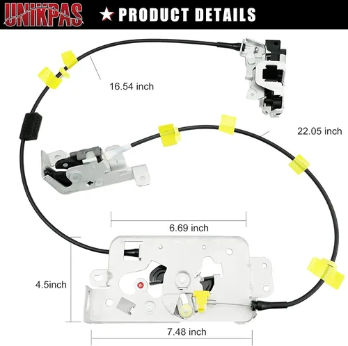 Vista 5 de Pestillo de puerta con conjunto de cable compatible para Ford F-150 de cabina extendida 2004-2008 Reemplazo de puerta trasera derecha 6L3Z18264A00B