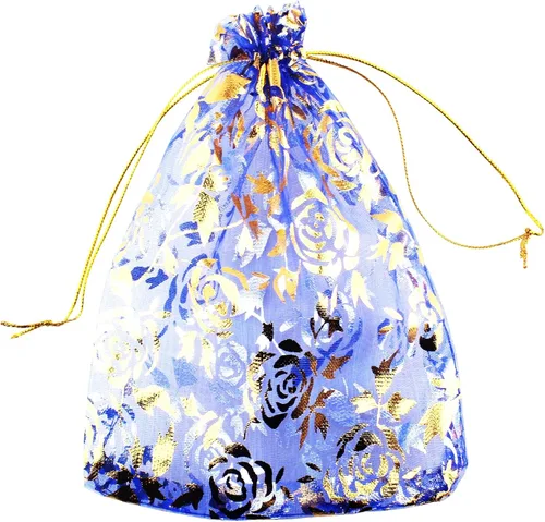 Vista 18 de QIANHAILIZZ 5 x 7 pulgadas 100 piezas corazón flor organza joyería bolsa de regalo bolsa de caramelo bolsa cordón boda favor bolsas P835