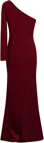 Vista 4 de Vestido sexy con abertura alta para mujer, elegante, hombros descubiertos, corte largo, vestido formal de graduación, con longitud al suelo