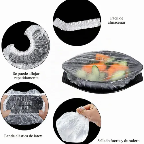 Vista 3 de Fresh Keeping Bags - Fundas elásticas reutilizables para almacenamiento de alimentos con bordes elásticos, fundas de plástico elásticas para tazones