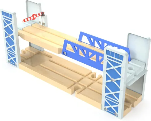 Vista 9 de Z MAYABBO Juego de accesorios de tren de madera, puente ferroviario de madera para vías de ferrocarril, 2 niveles de paso elevado compatible