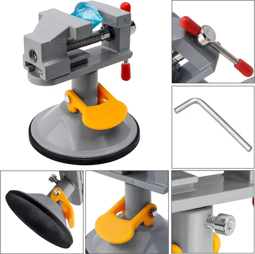 Vista 4 de Yakamoz Mini Tornillo de Banco 360 Grados Abrazadera de Succión Tornillo de Mesa Pequeña Abrazadera de Banco para Trabajos en Joyería, Manualidades