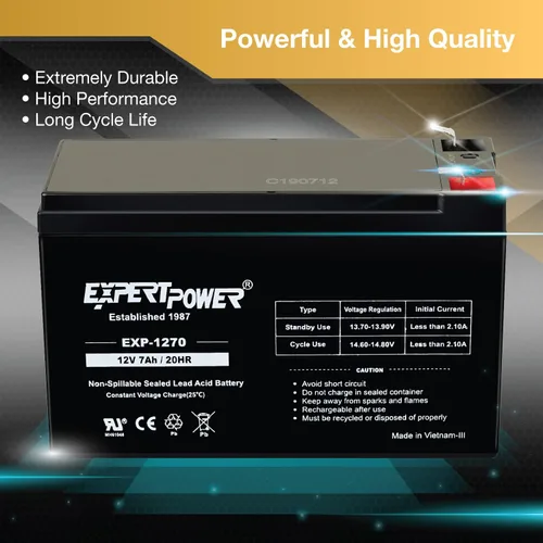 Vista 4 de Baterías de 12 volts para alarmas ExpertPower, Paquete de 1, Negro