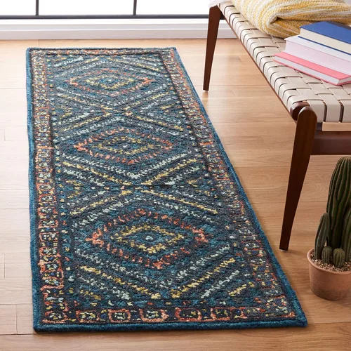 Vista 6 de SAFAVIEH Aspen Collection - Alfombra decorativa de 2 x 3 pies, color óxido y verde, lana bohemia hecha a mano, ideal para zonas de alto tráfico