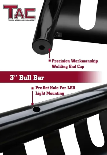 Vista 5 de TAC Bull Bar Fit 2019-2023 Ford Ranger Truck Pickup 3 pulgadas Negro Parachoques Delantero Rejilla Protector Protector Cepillo Protector Accesorios