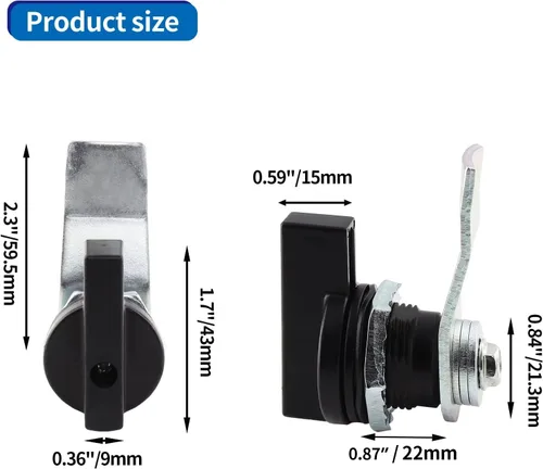 Vista 3 de Jiozermi 2 paquetes de cerradura de leva desplazada operada por el pulgar de 7/8 pulgadas, manija en T, cerradura giratoria para gabinete de Tipo B