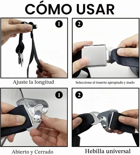 Vista 5 de Extensor de cinturón de seguridad de avión, ajustador de extensión de cinturón de seguridad de 7 a 31 pulgadas para todas las aerolíneas, incluyendo