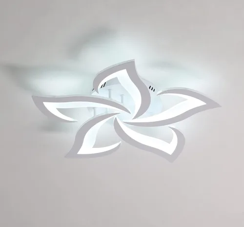 Vista 10 de DELIPOP Lámpara de techo moderna, lámpara de techo regulable de 21 W, control remoto, 3 luces de flores LED para comedor, dormitorio, comedor, cocina