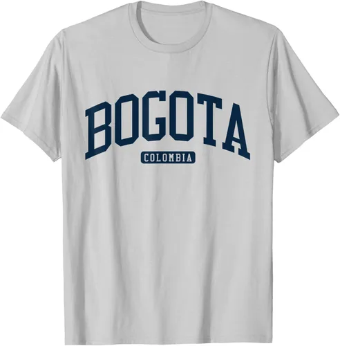 Vista 65 de Bogotá Colombia College University Style Camiseta azul marino, Blanco