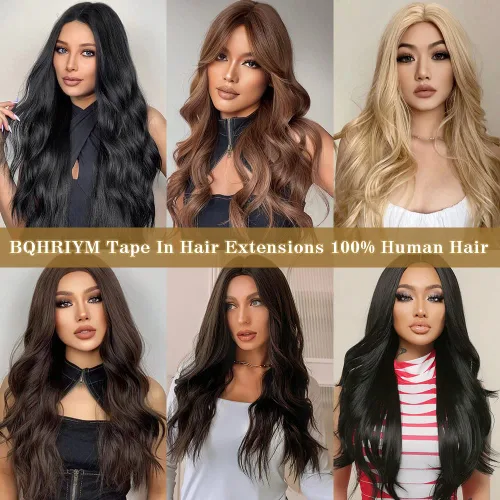 Vista 6 de Extensiones de cabello humano real con cinta, extensiones de cabello humano real de doble trama, extensiones de cabello humano lacio sin costuras