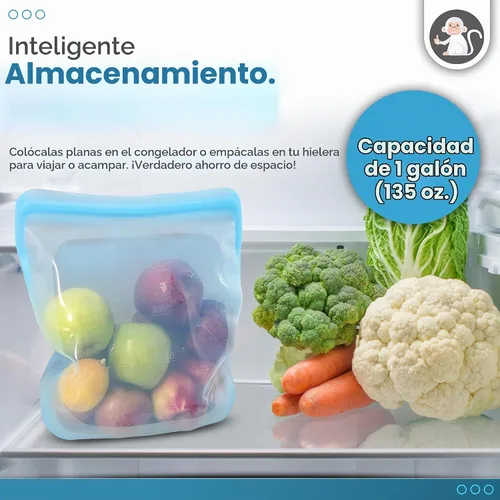 Vista 6 de Albino Monkey XXL - Bolsa de silicona para congelador para hielo y sopa, 1 Azul