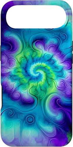 Vista 27 de Tie Dye Colorido Azul Cian Púrpura Verde Diseño Caso para iPhone 17