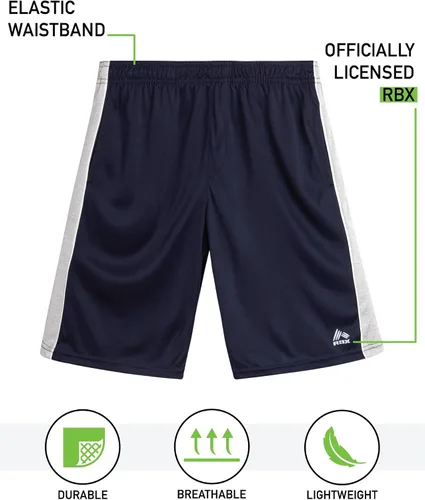 Vista 2 de RBX Pantalones cortos deportivos para niños, pantalones cortos de baloncesto con bolsillos, pantalones cortos de gimnasio para niños (8-16)