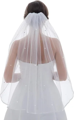 Vista 2 de SAMKY 1T 1 Tier 14" borde de cinta Rhinestone cristal velo de novia