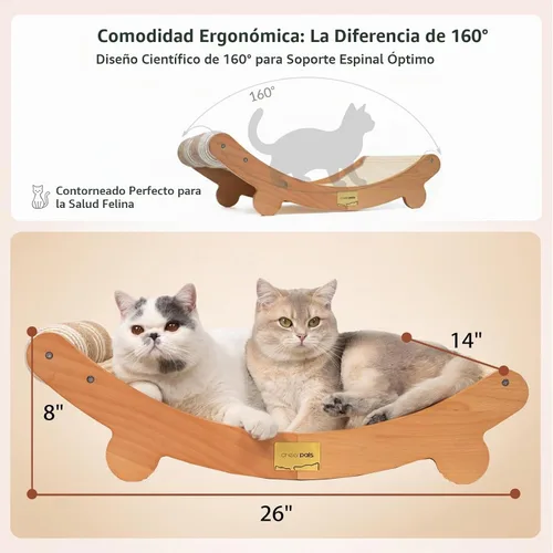 Vista 5 de CHEERPALS Cama rascador de sisal para gatos con bolas de madera para gatos