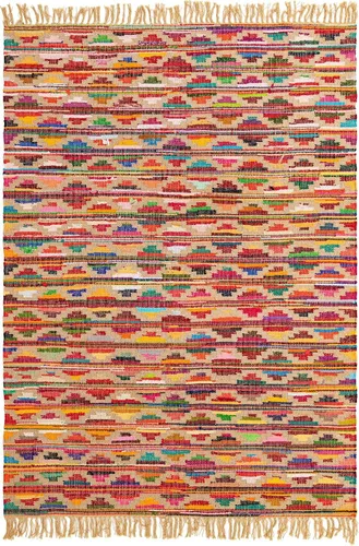 Vista 10 de Unique Loom Chindi Trellis Collection Southwestern, geométrica, moderna, colores brillantes (7 pies x 10 pies, rectangular, multicolor y beige)