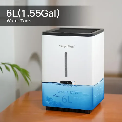 Vista 5 de Humidificadores evaporativos para habitación grande de dormitorio, 1.55 galones, humidificador evaporativo de niebla fría de 20 W, 7 velocidades