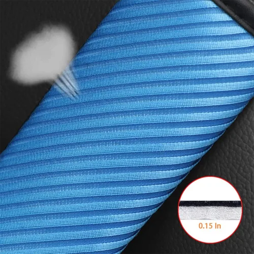 Vista 4 de AUCELI 2 fundas para cinturón de seguridad para automóvil, transpirables, correas de arnés de hombro que ayudan a proteger tu cuello, para una Azul
