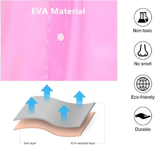 Vista 3 de Kids Rain Poncho, Reusable EVA Children Raincoat for 6-13 Girls Boys, Waterproof Rain Jackets Rainwear with Hood