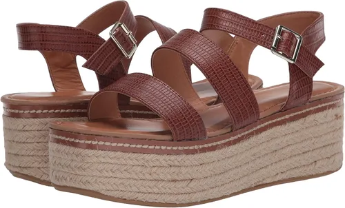 Vista 7 de Chino Lavandería Viento Espadrille Estilo Plataforma Suela Sandalia-BronceadoCrema Estiramiento
