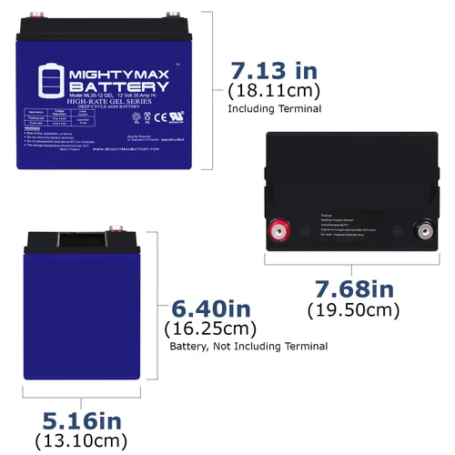 Vista 2 de Mighty Max Battery Batería GEL 12V 35Ah para Golden Tech. Companion II GC340-2 Pack
