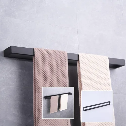 Vista 8 de GERZWY Toallero de baño de 24 pulgadas, de acero inoxidable, estilo contemporáneo, montaje en pared, negro mate, HG1701 (60)-BK