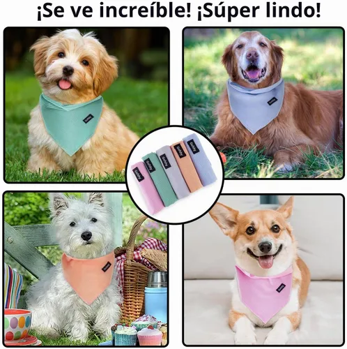 Vista 7 de Pañuelos para perros y niños, algodón azul, bufanda con estampado
