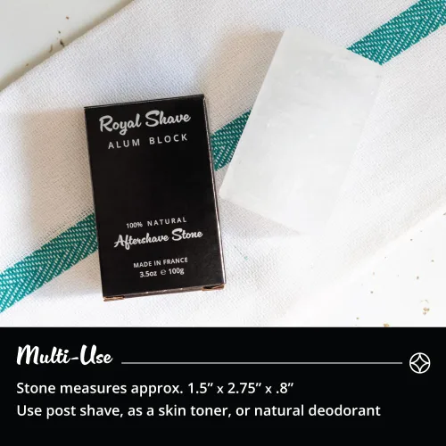 Vista 4 de ROYAL SHAVE Bloque de alumbre 100% natural para hombres, piedra calmante para después del afeitado, alivia las quemaduras de la maquinilla