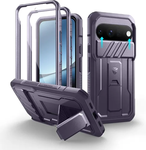Vista 12 de Dexnor Funda para Google Pixel 9 Pro XL con cubierta deslizante para cámara y protector de pantalla integrado y soporte de alta resistencia, funda