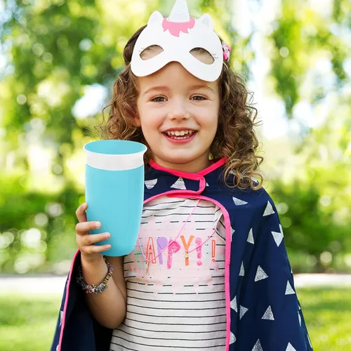 Vista 4 de Munchkin® Miracle® 360 Toddler Sippy Cup, a prueba de derrames, 10 onzas, paquete de 2, verde/azul & ® Miracle® 360 tapas para vasos, 4