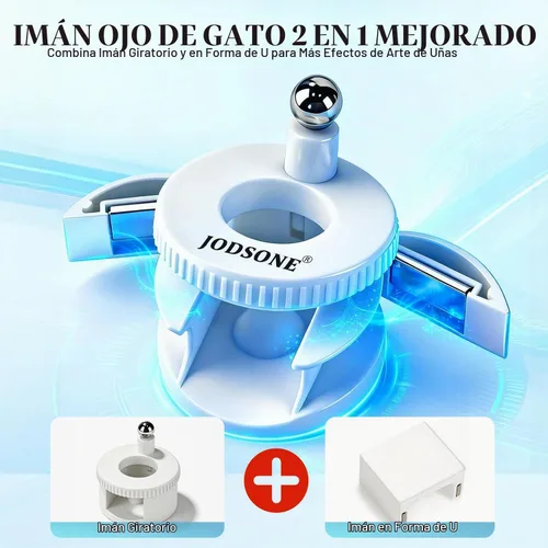 Vista 4 de JODSONE Imán giratorio 2 en 1 de ojo de gato para uñas, en forma de U y herramienta de imán de uñas ajustable de 360° con imán de bola, efecto de m4
