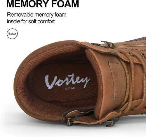 Vista 6 de Vostey - Botas tobilleras con cordones (Chukka), de senderismo, impermeables y estilo informal para hombre