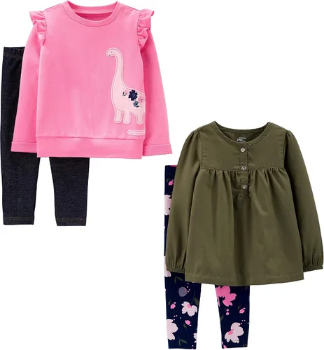 Vista 2 de Simple Joys by Carter's - Juego de 4 piezas de camisas y pantalones de manga larga para niña