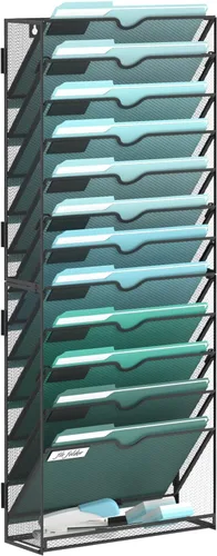 Vista 16 de SUPEASY Organizador de archivos de pared de 6 niveles, archivos de pared colgantes para papeles, carpetas, revistas, organizador de pared