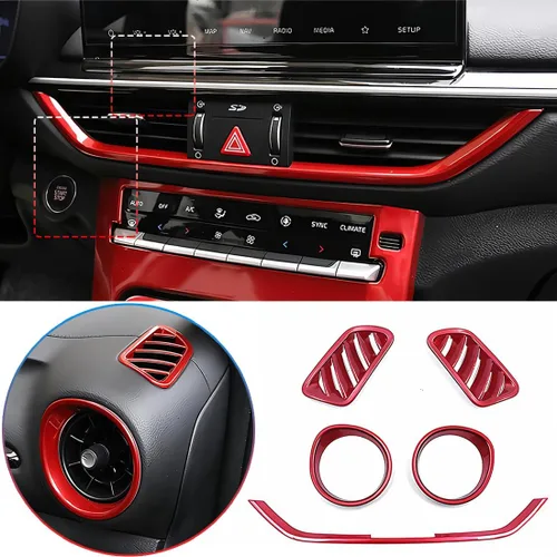 Vista 8 de MUXEE para Kia Forte 2019-2024 5PCS ABS Fibra de Carbono Centro Control Aire Acondicionado Marco Salpicadero Superior Salida de Viento Cubierta
