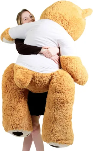 Vista 5 de Big Plush Giant Love Teddy Bear - Camiseta con texto en inglés "I Don't Like You I Love You I Love You", color marrón miel