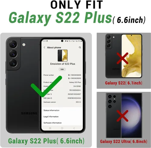 Vista 2 de SUANPOT Funda de piel tipo cartera para Samsung Galaxy S22+/S22 Plus 5G con bloqueo RFID, tarjetero para tarjetas de crédito, funda para teléfono