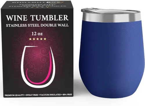 Vista 48 de CHILLOUT LIFE - Vaso de acero inoxidable de 12 onzas con tapa y caja de regalo, diseño de viaje con recubrimiento en polvo, aislamiento al vacío