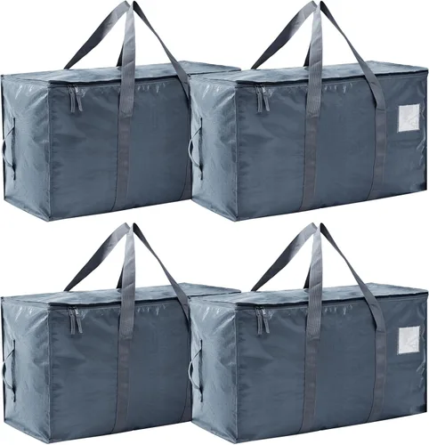 Vista 35 de Bolsas de mudanza resistentes extra grandes, cajas de mudanza, suministros de mudanza esenciales, contenedores de almacenamiento azules con tapas