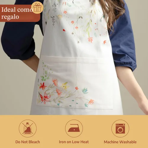Vista 5 de Maison d' Hermine Delantal 100% de algodón para mujeres con bolsillo de cocina delantal de chef para hombres para cocinar primavera verano