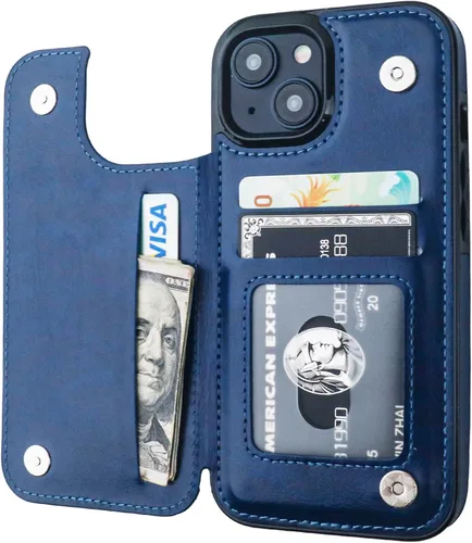 Vista 17 de ONETOP Compatible con iPhone 15 Funda Tipo Cartera con Soporte para Tarjetas, Funda de Cuero PU con Soporte y Ranuras para Tarjetas, Doble Cierre