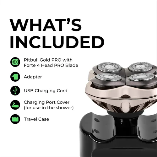 Vista 7 de Skull Shaver Pitbull Gold PRO Head & Face Shaver - Premium Cordless Electric Shaver - for Wet & Dry Shaving - Features LED Battery Display - Comes