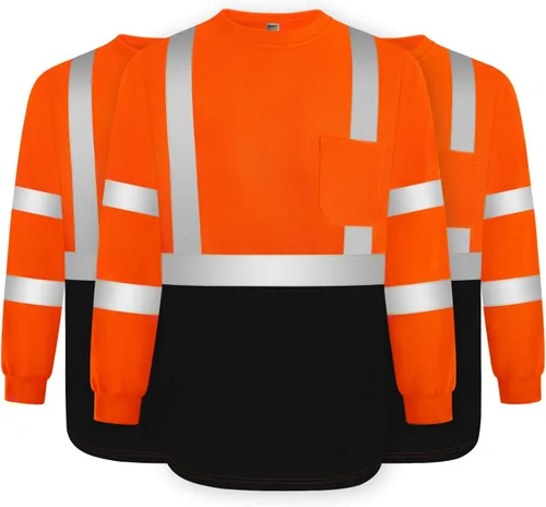 Vista 10 de TCCFCCT Camisas de seguridad para hombre reflectantes Clase 3 de manga larga de alta visibilidad, camisas de alta visibilidad para hombre y mujer