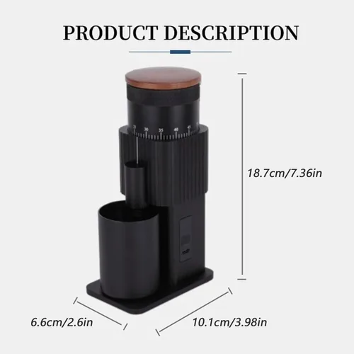 Vista 9 de Molinillo de café eléctrico recargable de acero inoxidable rebaba ajustable regalo portátil Navidad USB recargable