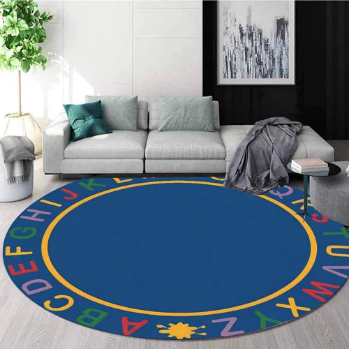 Vista 6 de Alfombra redonda para sala de juegos para niños, 3 pies, con letras coloridas del número ABC, alfombra de preescolar para guardería, aula, alfombra